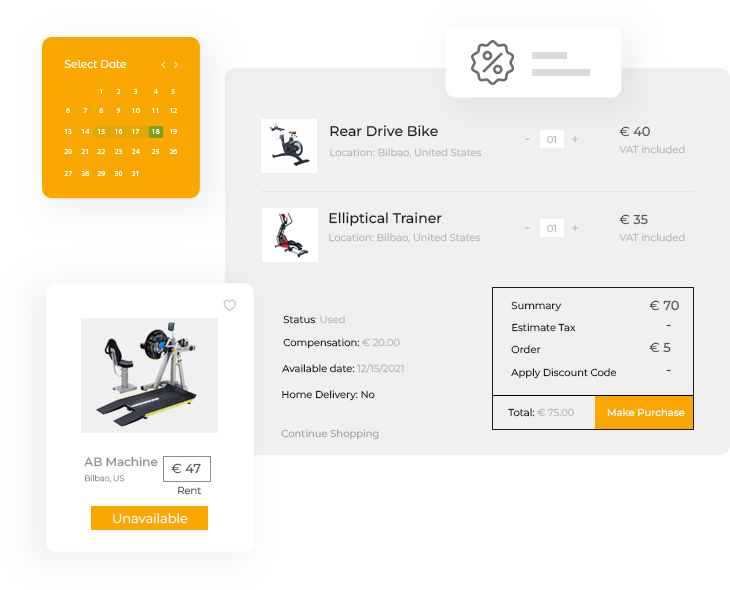 Features of Gym equipment marketplace website Bigfintess