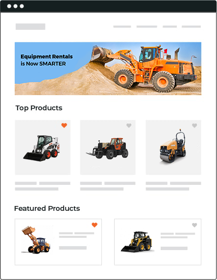 Equipment rental website solution